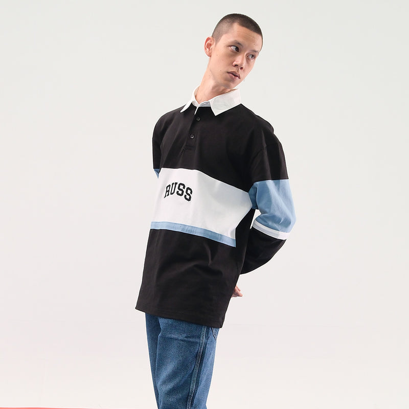 Russ X Gwan Hee Poloshirt Rugby Tangan Panjang Guard Black