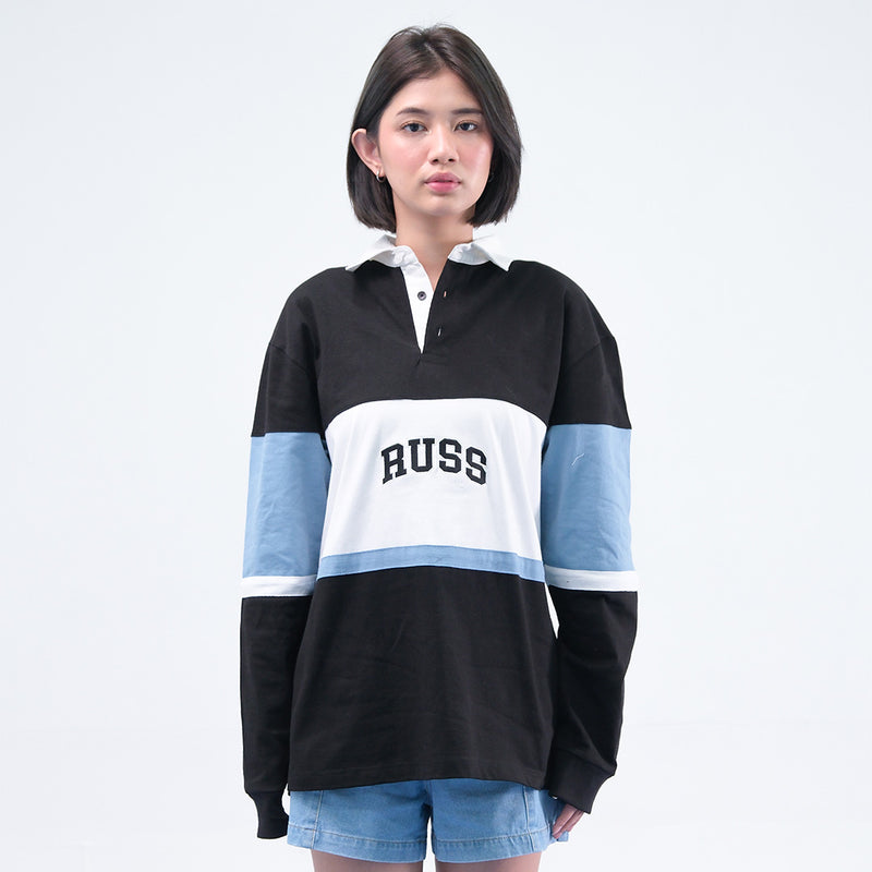 Russ X Gwan Hee Poloshirt Rugby Tangan Panjang Guard Black