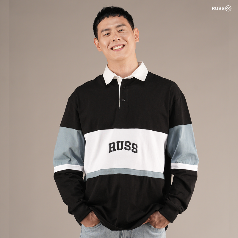 Russ X Gwan Hee Poloshirt Rugby Tangan Panjang Guard Black