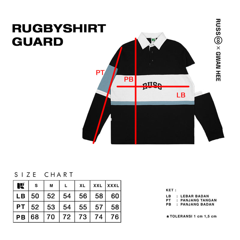 Russ X Gwan Hee Poloshirt Rugby Tangan Panjang Guard Black