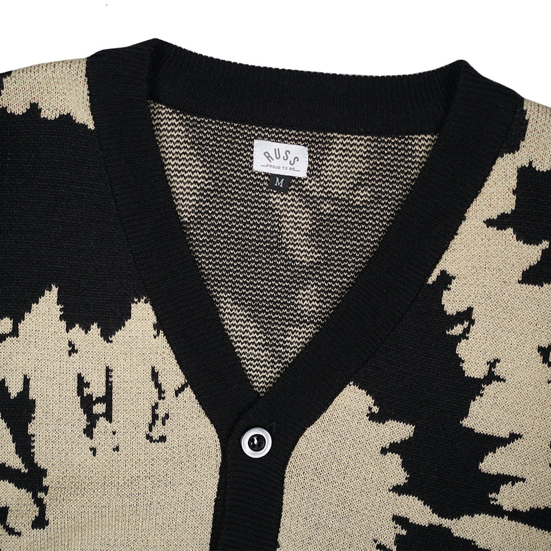 Russ Sweater Cardigan Knitting Rajut  Splats Black