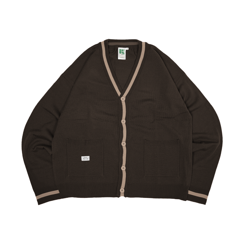 Cardigan Sweater Russ Rajut Rajut Tengah Coklat Tua