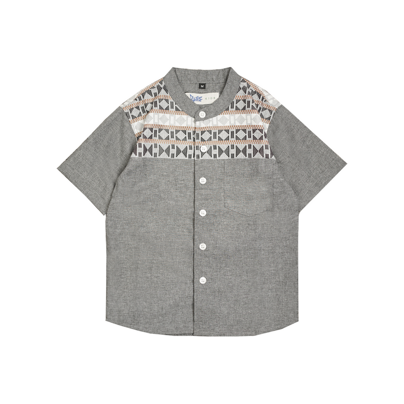 Russ Kids Shirt Kemeja Koko Anak Tangan Pendek Bashar Dark Grey