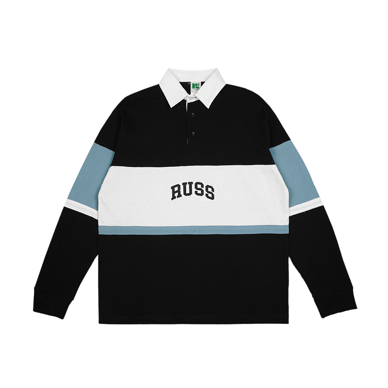 Russ X Gwan Hee Poloshirt Rugby Tangan Panjang Guard Black