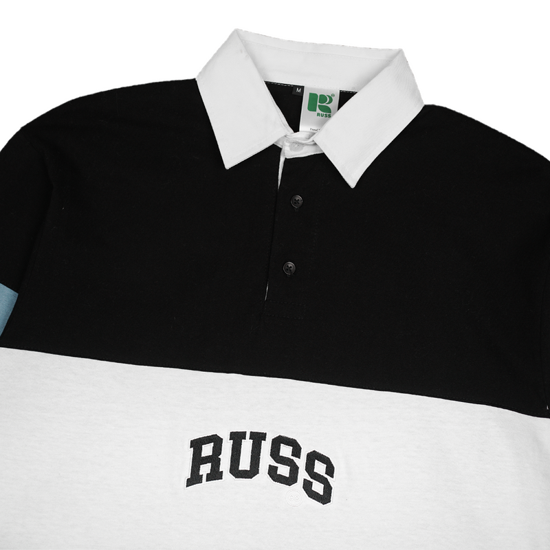 Russ X Gwan Hee Poloshirt Rugby Tangan Panjang Guard Black