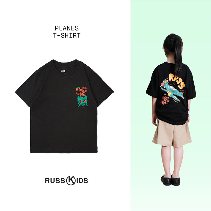 Russ Kids Tshirt Kaos Tangan Pendek Anak Planes Black