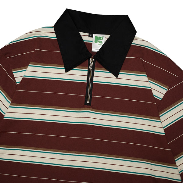 Russ Kaos Poloshirt Rugby Pria Salur Gist Brown