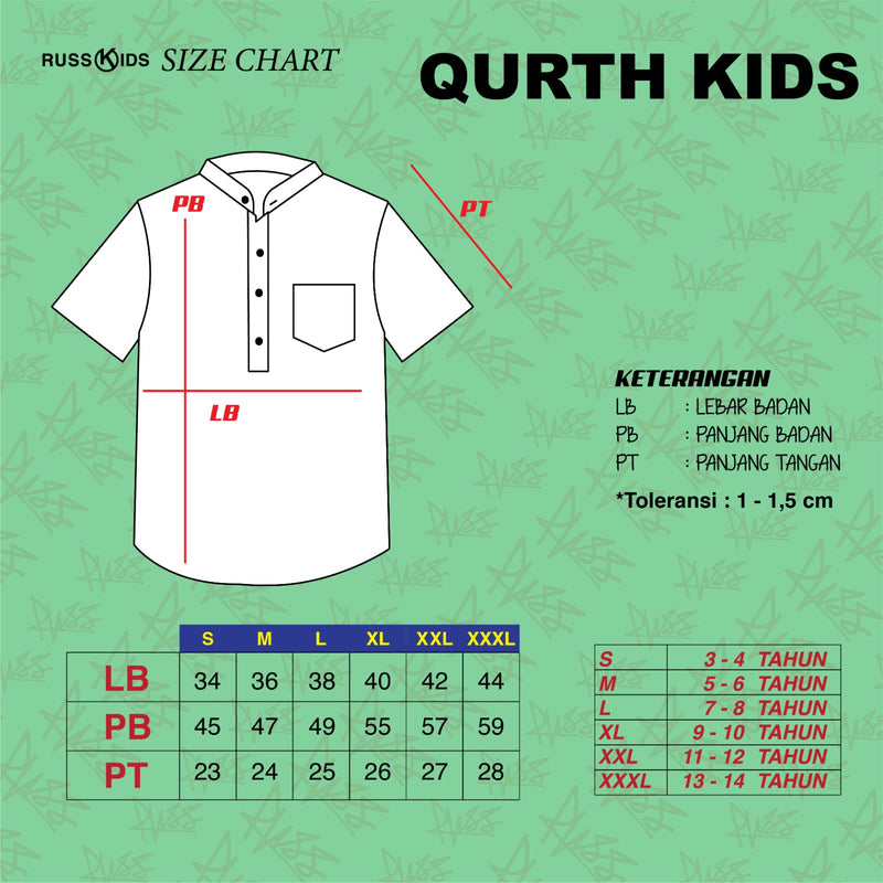 Russ Kids Shirt Kemeja Koko Tangan Pendek Anak Koko Avid White