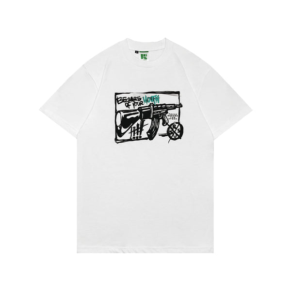 Russ  Kaos Pria Tshirt Beware White