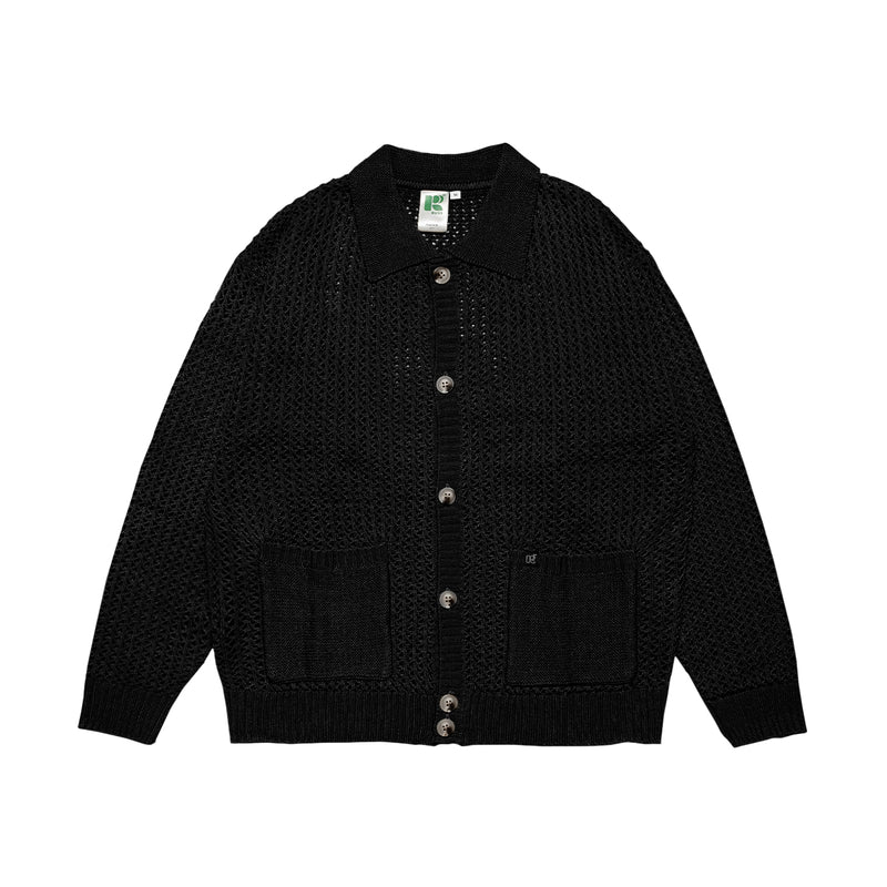 Russ Sweater Cardigan Acrylic Rajut Finest Black