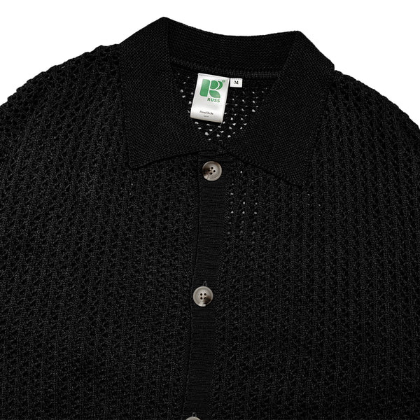 Russ Sweater Cardigan Acrylic Rajut Finest Black