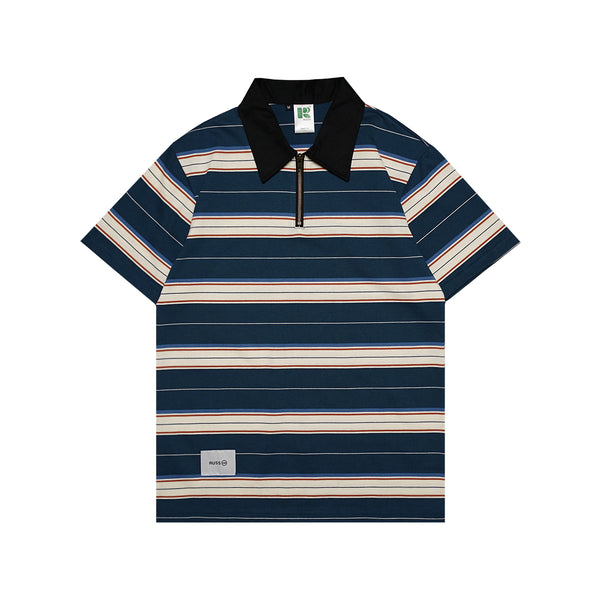 Russ Kaos Poloshirt Rugby Pria Salur Gist Blue