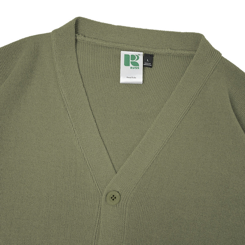 Russ Sweater Cardigan Knitting Rajut Tweed Sage