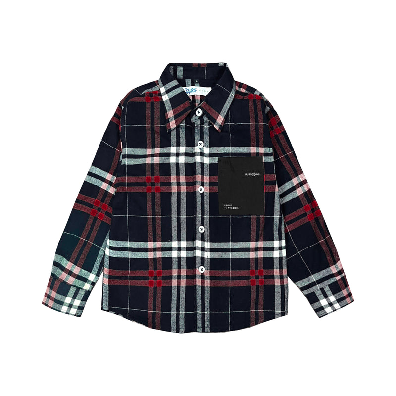 Russ Kids Shirt Flannel Ls Wallouds Red