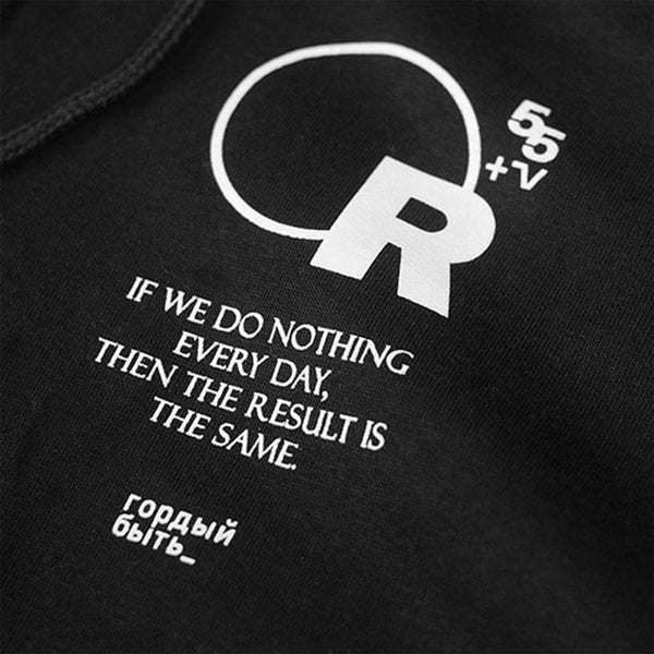 Russ Sweater Hoodie Ritsleting Kata-kata Hitam